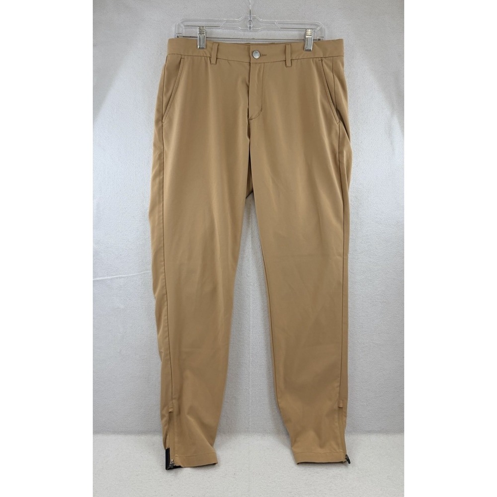 Primo Jogger Pants Mens 32x30 Beige Tapered Ankle Zip Golf Stretch